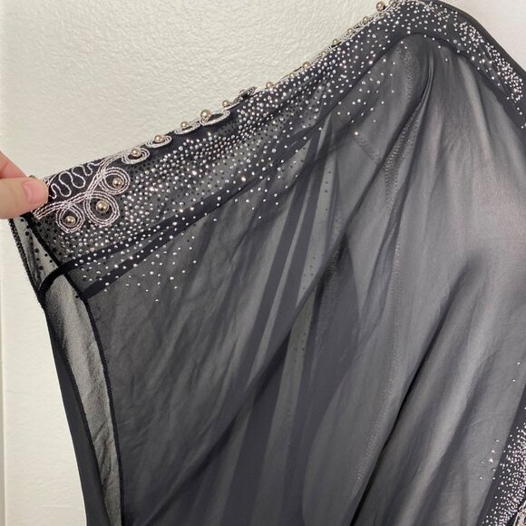 Le Mirage Kaftan Dress Cover Up Semi Sheer Embellished Black Sz 48/XXL Resort - Picture 10 of 14